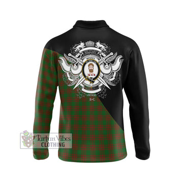 Menzies Tartan Long Sleeve Polo Shirt with Family Crest and Military Logo Style - Tartan Vibes Clothing