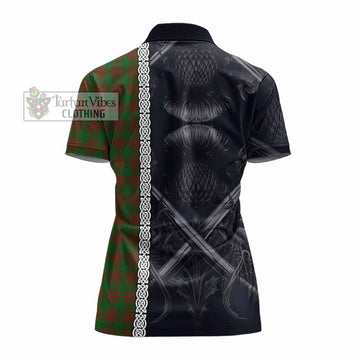 Menzies Tartan Women's Polo Shirt with Family Crest Cross Sword Thistle Celtic Vibes - Tartan Vibes Clothing