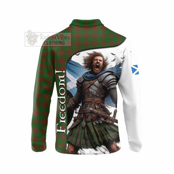 Menzies Crest Tartan Long Sleeve Polo Shirt Inspired by the Freedom of Scottish Warrior - Tartan Vibes Clothing