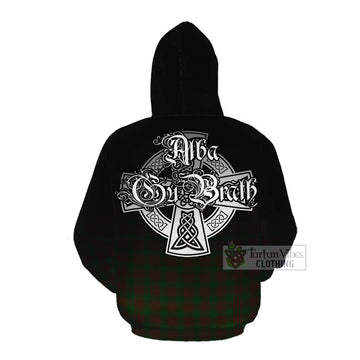Tartan Vibes Clothing Menzies Tartan Cotton Hoodie Featuring Alba Gu Brath Family Crest Celtic Inspired