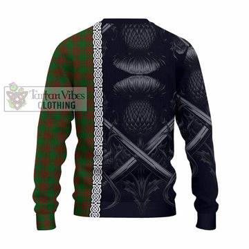 Menzies Tartan Knitted Sweater with Family Crest Cross Sword Thistle Celtic Vibes - Tartan Vibes Clothing