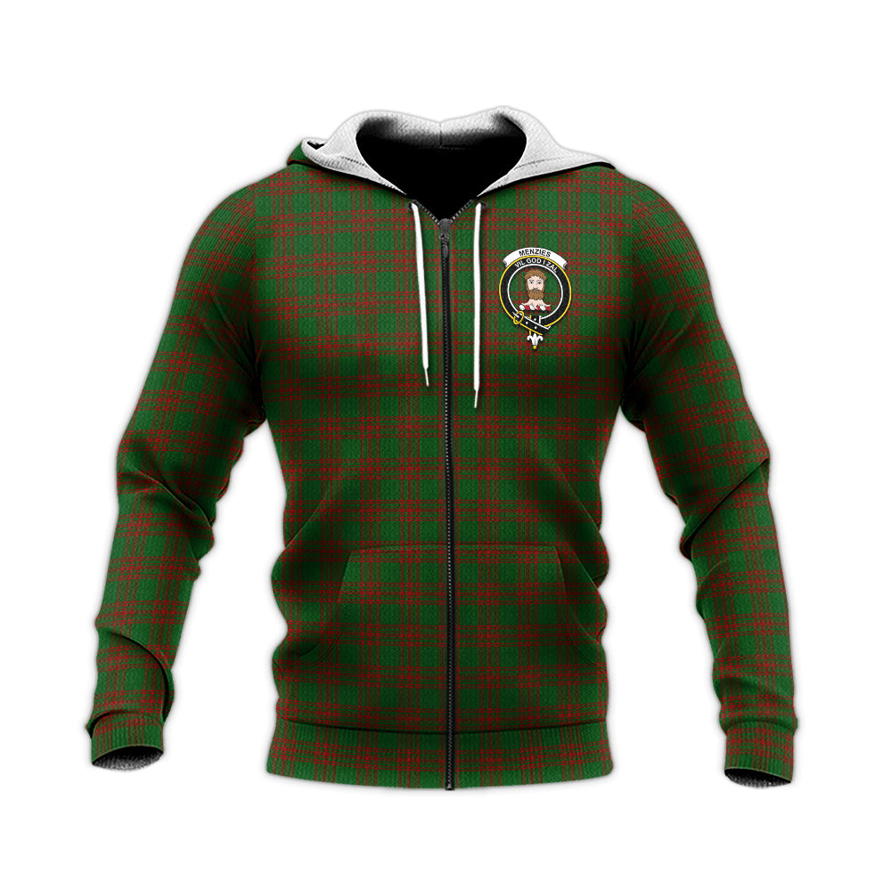 Menzies Tartan Knitted Hoodie with Family Crest Unisex Knitted Zip Hoodie - Tartan Vibes Clothing