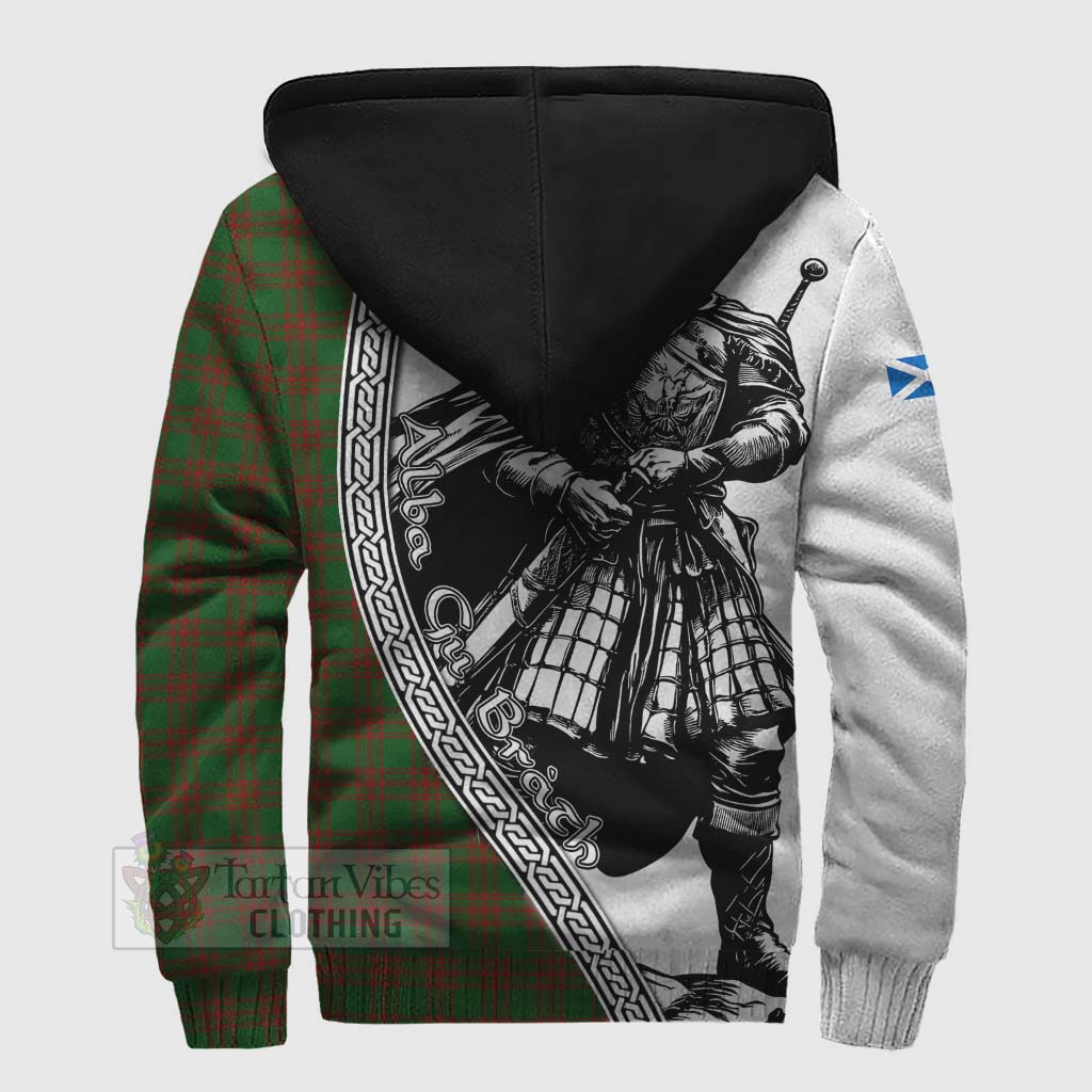Menzies Tartan Clan Crest Sherpa Hoodie with Highlander Warrior Celtic Style - Tartan Vibes Clothing