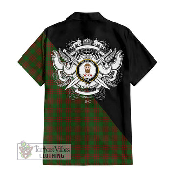 Menzies Tartan Hawaiian Shirt with Family Crest and Military Logo Style - Tartan Vibes Clothing