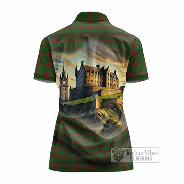 Menzies Tartan Family Crest Women's Polo Shirt with Scottish Ancient Castle Style - Tartan Vibes Clothing