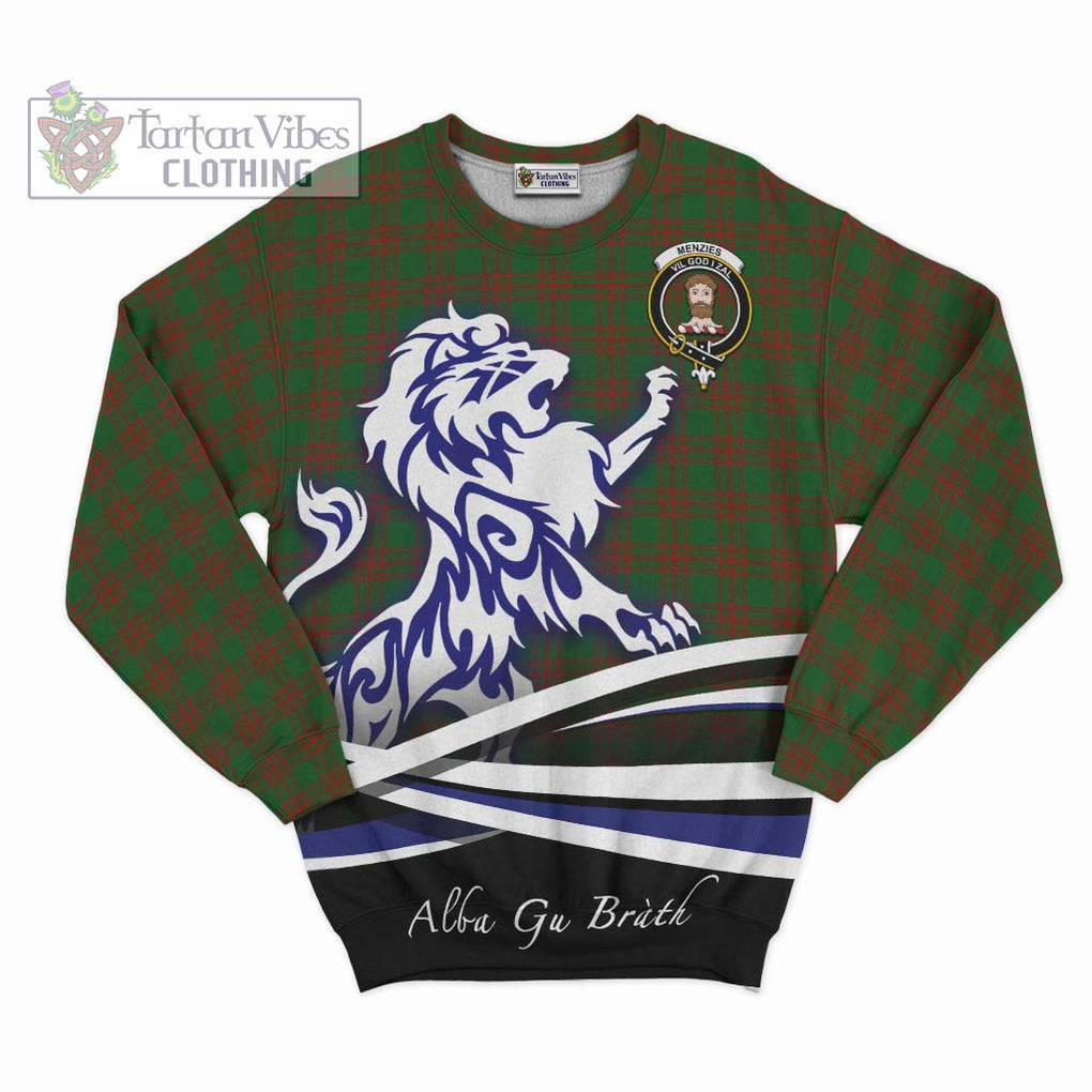Menzies Tartan Sweatshirt with Alba Gu Brath Regal Lion Emblem - Tartan Vibes Clothing