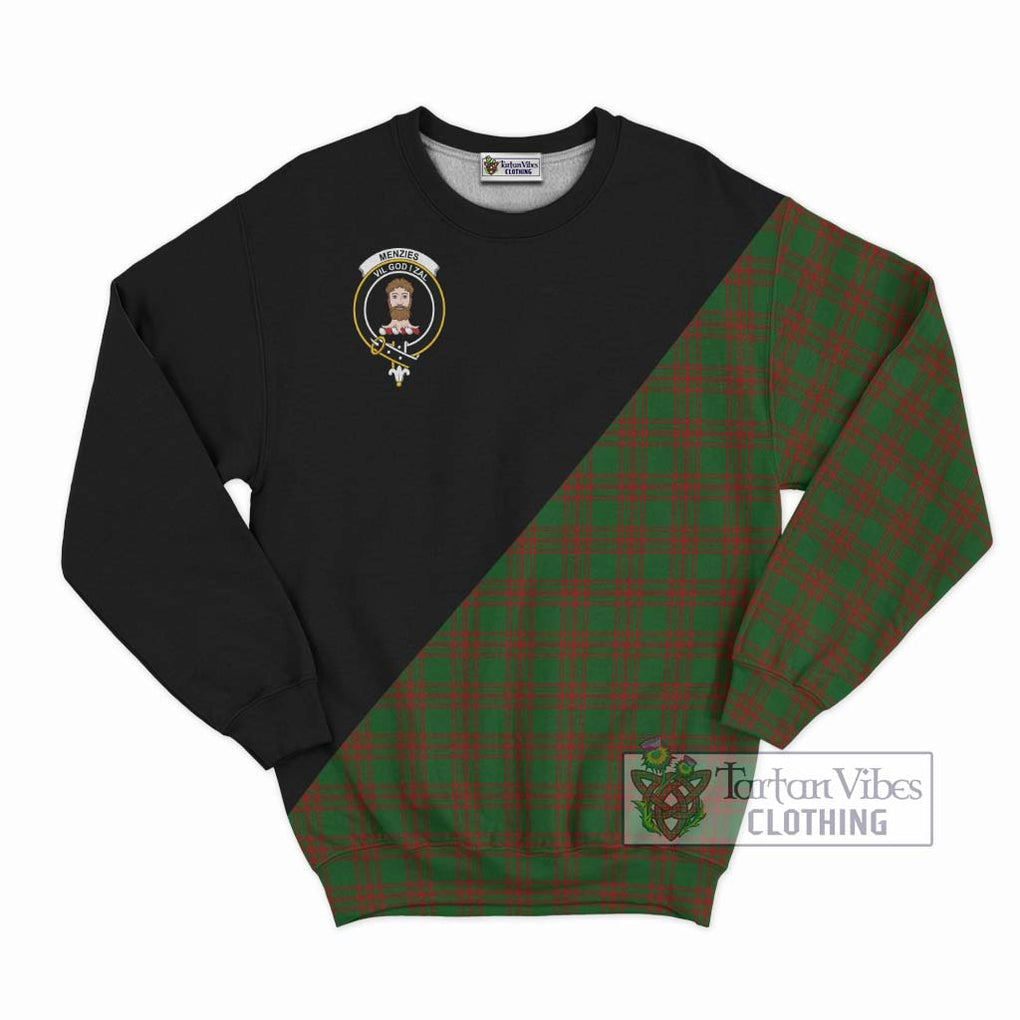 Menzies Tartan Sweatshirt with Family Crest and Military Logo Style - Tartan Vibes Clothing