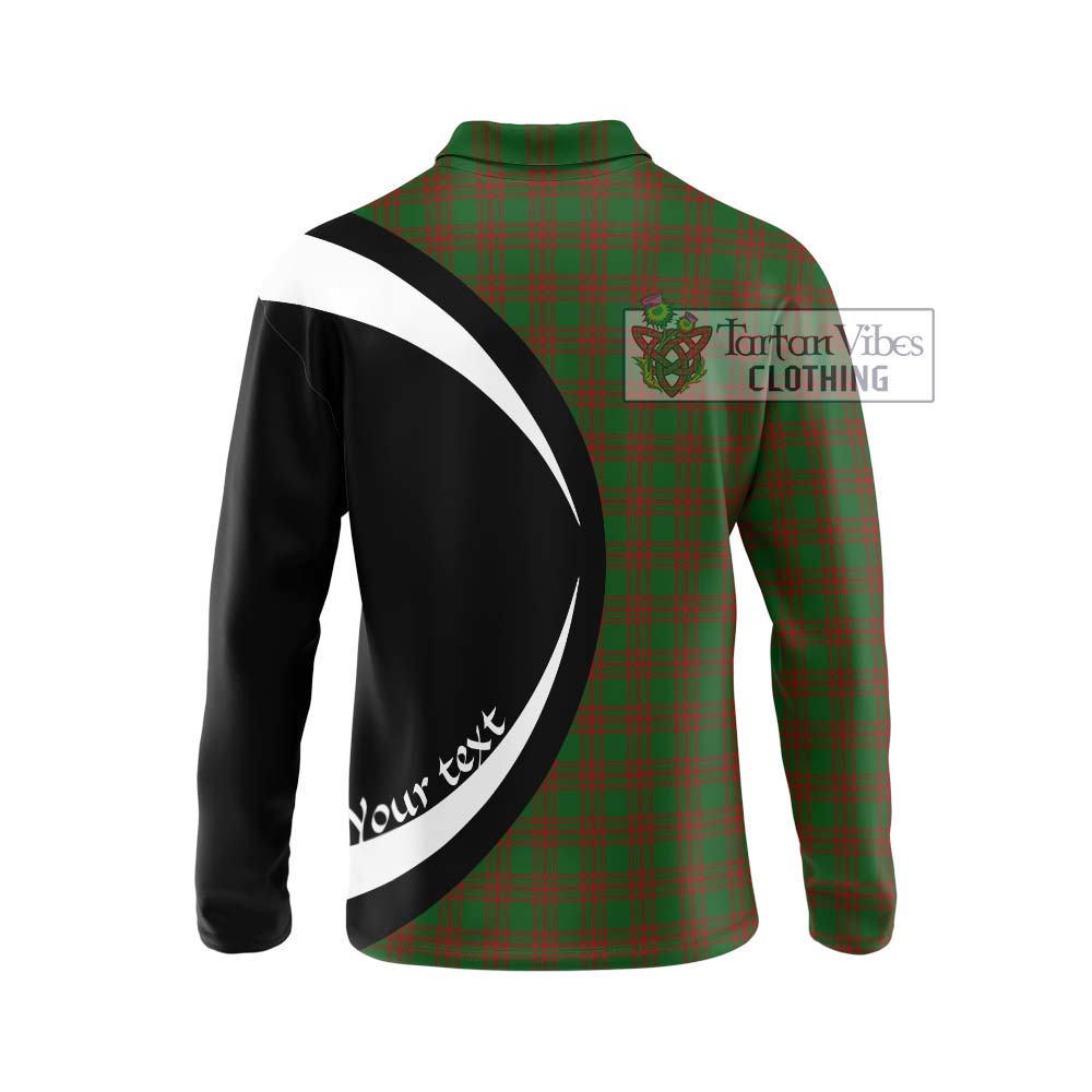 Menzies Tartan Long Sleeve Polo Shirt with Family Crest Circle Style - Tartan Vibes Clothing