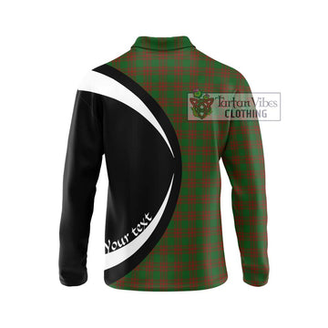 Menzies Tartan Long Sleeve Polo Shirt with Family Crest Circle Style - Tartan Vibes Clothing