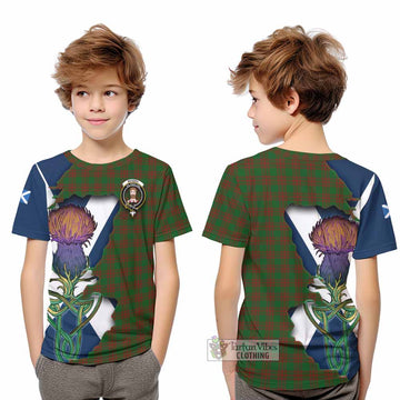 Menzies Tartan Family Crest Kid T-Shirt Scottish Thistle Celtic Inspired