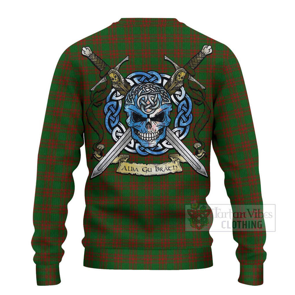 Menzies Tartan Ugly Sweater with Family Crest Celtic Skull Style - Tartan Vibes Clothing