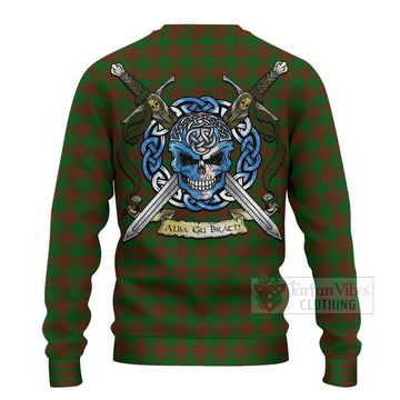 Menzies Tartan Ugly Sweater with Family Crest Celtic Skull Style - Tartan Vibes Clothing