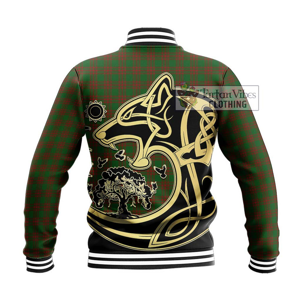 Menzies Tartan Baseball Jacket with Family Crest Celtic Wolf Style - Tartan Vibes Clothing