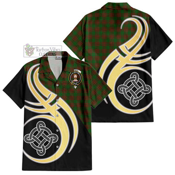 Menzies Tartan Hawaiian Shirt with Family Crest and Celtic Symbol Style - Tartan Vibes Clothing