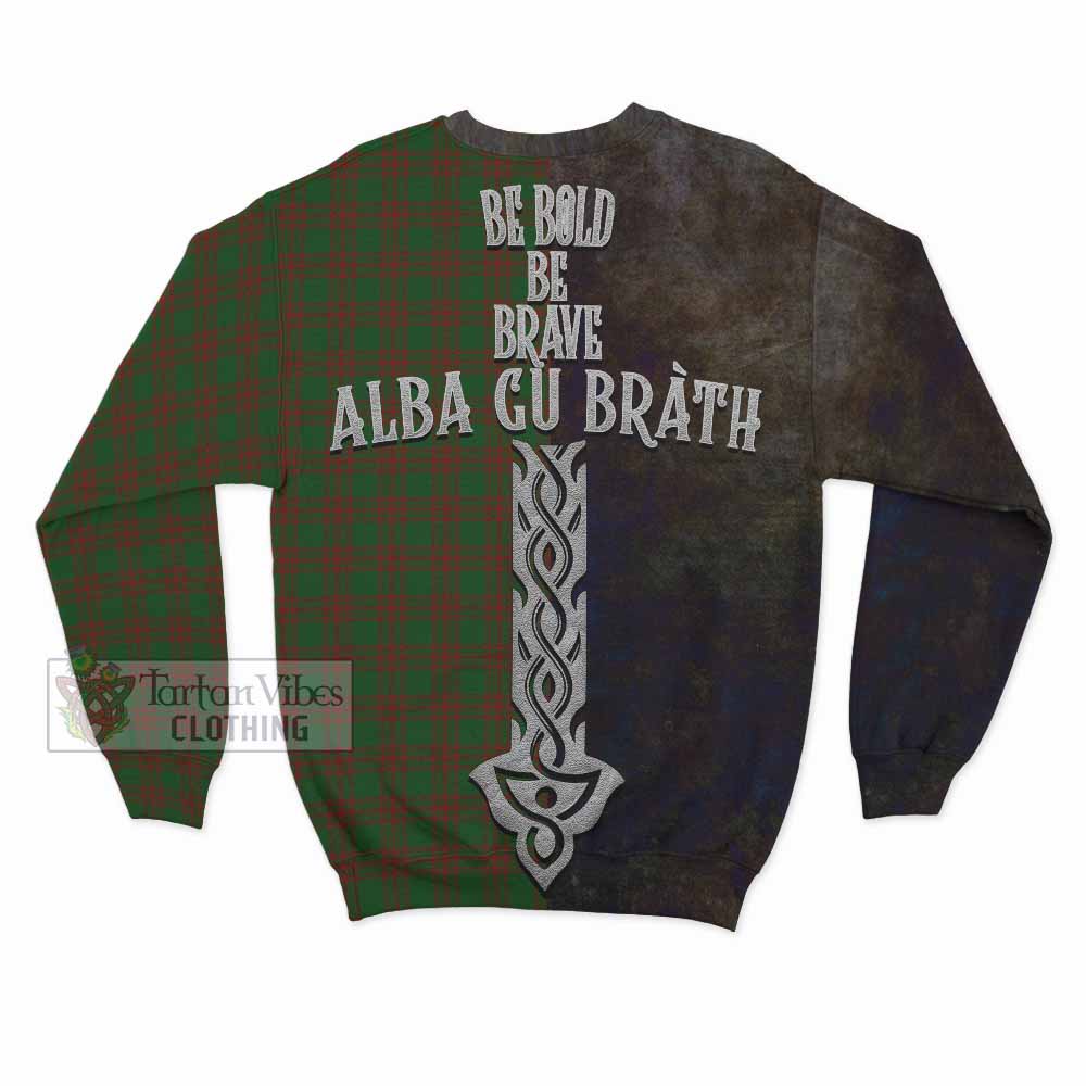 Menzies Tartan Family Crest Sweatshirt Alba Gu Brath Be Brave Lion Ancient Style - Tartan Vibes Clothing