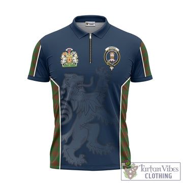 Menzies Tartan Zipper Polo Shirt with Family Crest and Lion Rampant Vibes Sport Style - Tartan Vibes Clothing