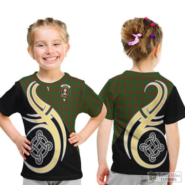 Menzies Tartan Kid T-Shirt with Family Crest and Celtic Symbol Style - Tartan Vibes Clothing