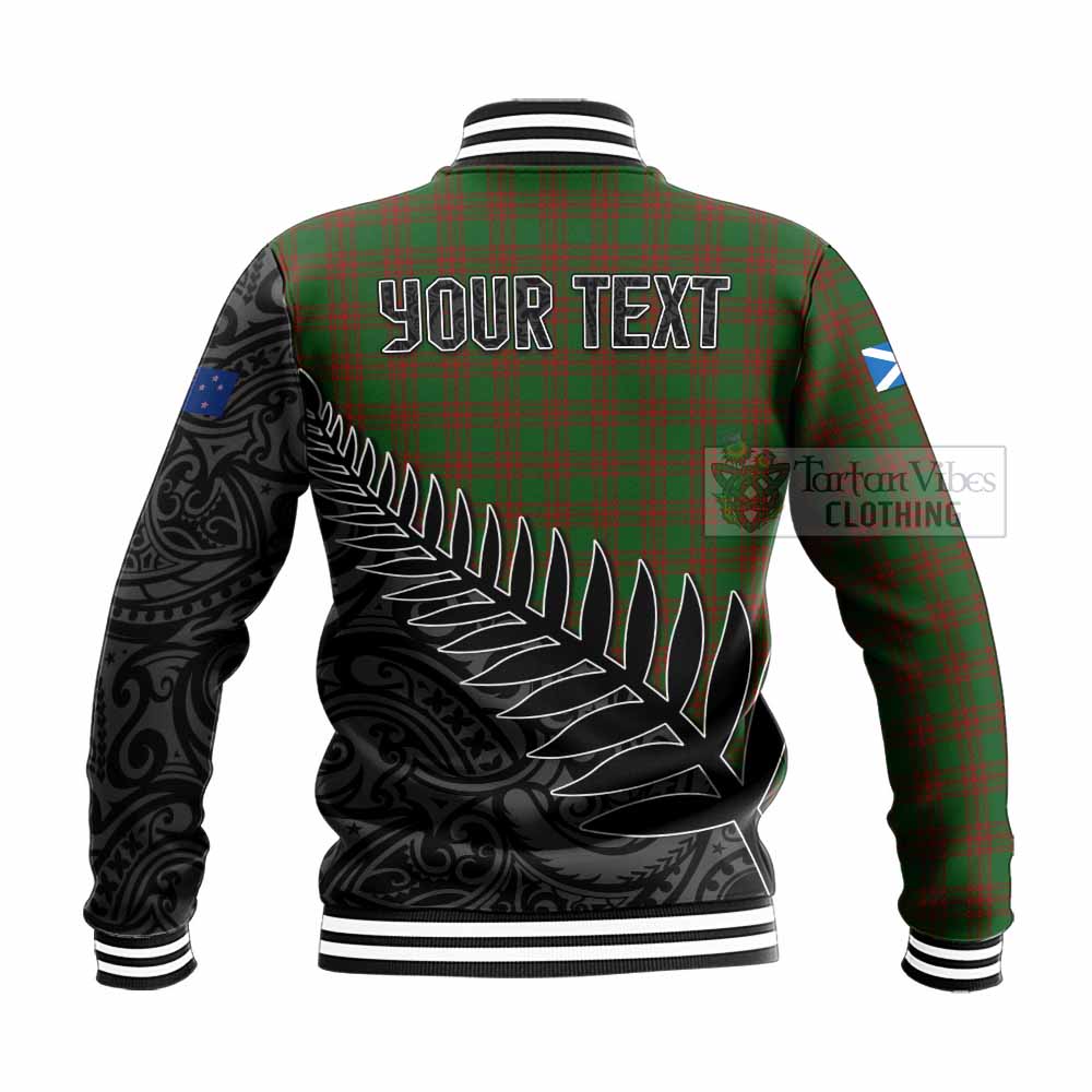 Menzies Crest Tartan Baseball Jacket with New Zealand Silver Fern Half Style - Tartan Vibes Clothing