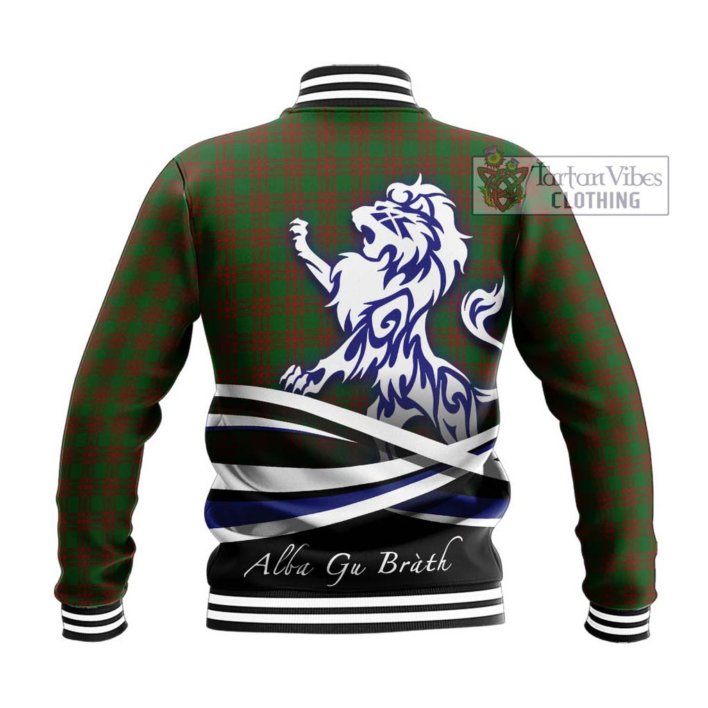 Menzies Tartan Baseball Jacket with Alba Gu Brath Regal Lion Emblem - Tartan Vibes Clothing