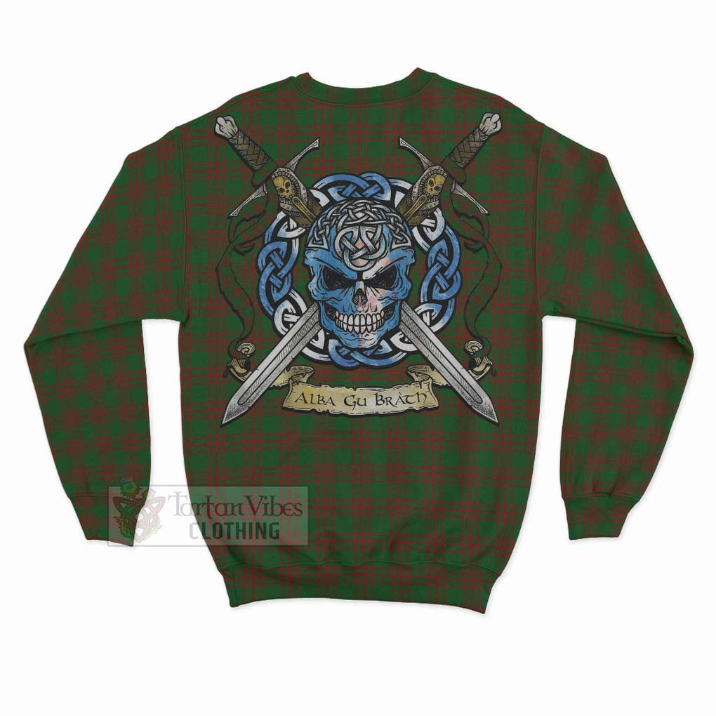 Menzies Tartan Sweatshirt with Family Crest Celtic Skull Style - Tartan Vibes Clothing