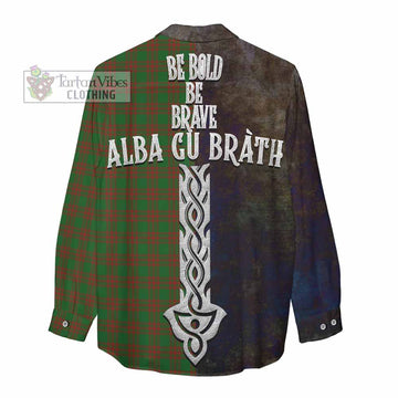 Tartan Vibes Clothing Menzies Tartan Family Crest Women's Casual Shirt Alba Gu Brath Be Brave Lion Ancient Style