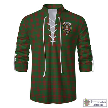 Menzies Tartan Men's Scottish Traditional Jacobite Ghillie Kilt Shirt with Family Crest - Tartan Vibes Clothing