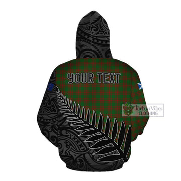 Tartan Vibes Clothing Menzies Crest Tartan Cotton Hoodie with New Zealand Silver Fern Half Style