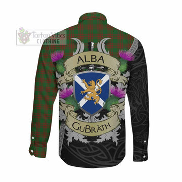 Menzies Tartan Family Crest Long Sleeve Button Shirt Lion Rampant Royal Thistle Shield Celtic Inspired