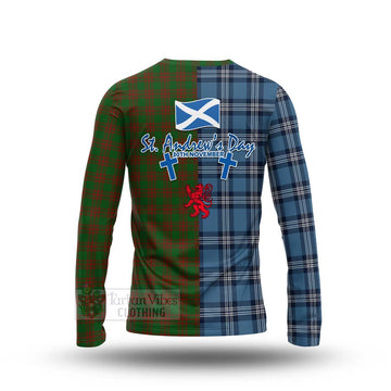 Menzies Tartan Long Sleeve T-Shirt Happy St. Andrew's Day Half Tartan Style - Tartan Vibes Clothing