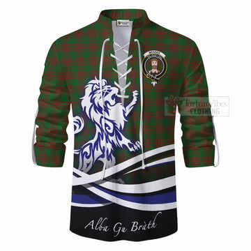 Menzies Tartan Ghillie Kilt Shirt with Alba Gu Brath Regal Lion Emblem - Tartan Vibes Clothing