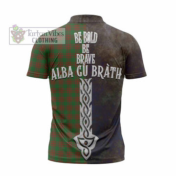 Menzies Tartan Family Crest Zipper Polo Shirt Alba Gu Brath Be Brave Lion Ancient Style - Tartan Vibes Clothing