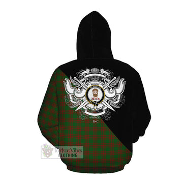 Menzies Tartan Cotton Hoodie with Family Crest and Military Logo Style Pullover Hoodie - Tartan Vibes Clothing