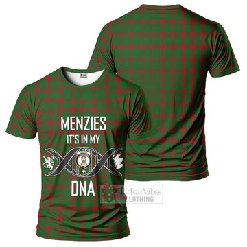 Menzies Tartan T-Shirt with Family Crest DNA In Me Style - Tartan Vibes Clothing