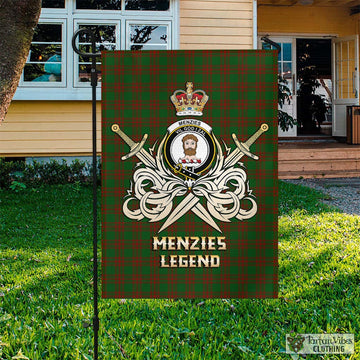 Menzies Tartan Flag with Clan Crest and the Golden Sword of Courageous Legacy