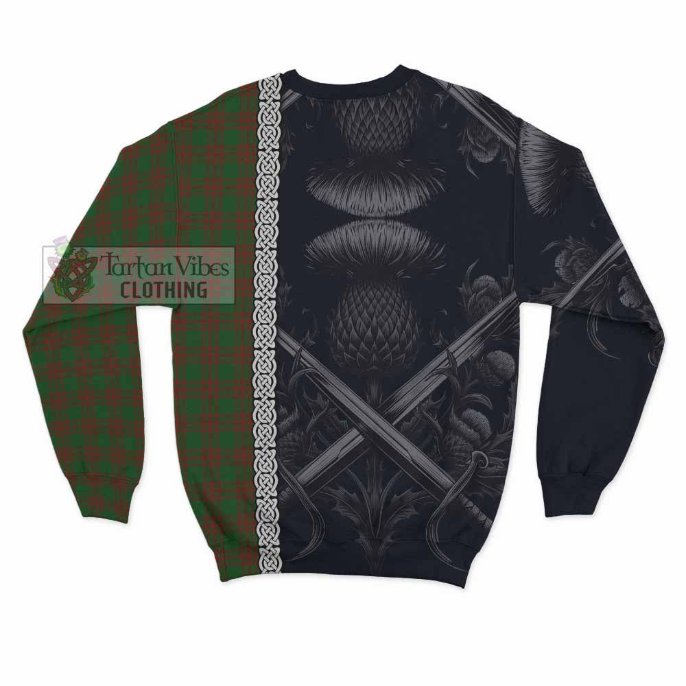 Tartan Vibes Clothing Menzies Tartan Sweatshirt with Family Crest Cross Sword Thistle Celtic Vibes