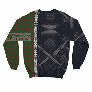 Menzies Tartan Sweatshirt with Family Crest Cross Sword Thistle Celtic Vibes
