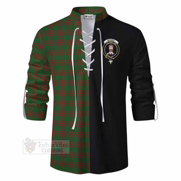 Menzies Tartan Ghillie Kilt Shirt with Family Crest and Half Of Me Style - Tartan Vibes Clothing