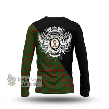 Menzies Tartan Long Sleeve T-Shirt with Family Crest and Military Logo Style - Tartan Vibes Clothing