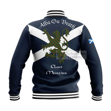 Menzies Tartan Lion Rampant Baseball Jacket Proudly Display Your Heritage with Alba Gu Brath and Clan Name - Tartan Vibes Clothing