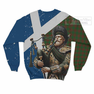 Menzies Tartan Sweatshirt with Family Crest Scottish Bagpiper Vibes