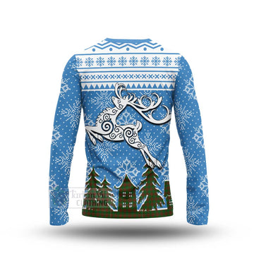 Menzies Clan Christmas Long Sleeve T-Shirt Celtic Reindeer Style - Tartan Vibes Clothing
