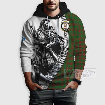 Menzies Tartan Clan Crest Hoodie with Highlander Warrior Celtic Style - Tartan Vibes Clothing