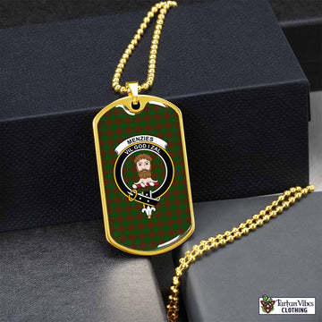 Tartan Vibes Clothing Menzies Tartan Dog Tag Necklace with Family Crest