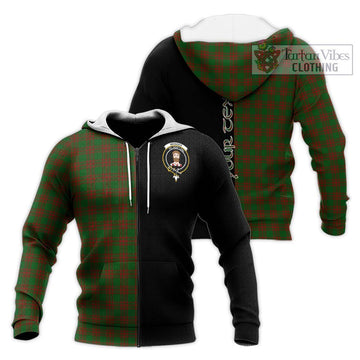 Menzies Tartan Knitted Hoodie with Family Crest and Half Of Me Style