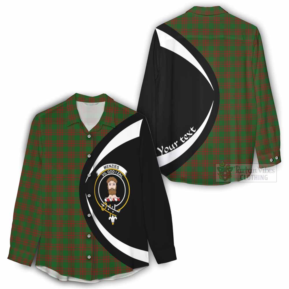 Menzies Tartan Women's Casual Shirt with Family Crest Circle Style - Tartan Vibes Clothing