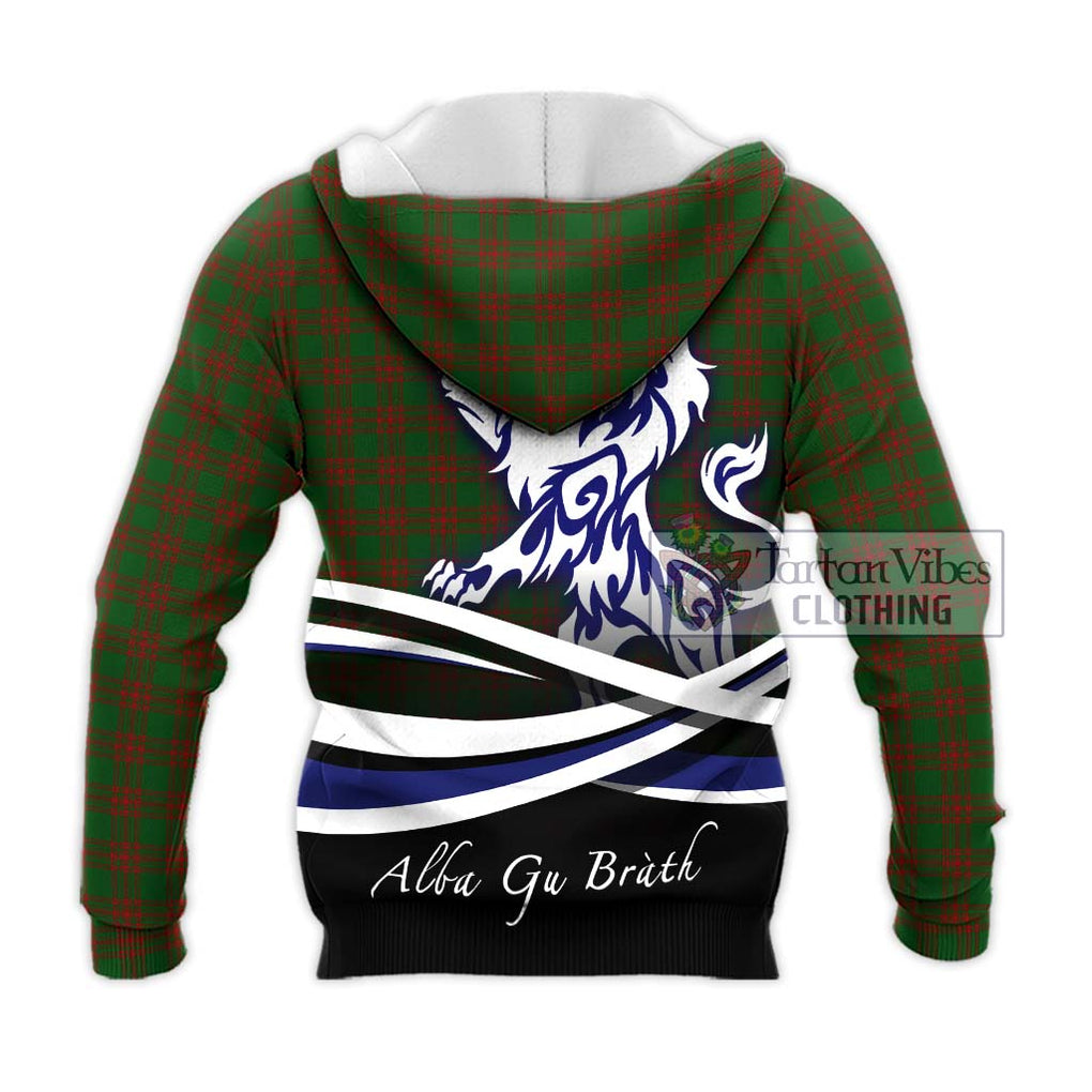 Menzies Tartan Knitted Hoodie with Alba Gu Brath Regal Lion Emblem - Tartan Vibes Clothing