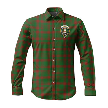Menzies Tartan Long Sleeve Button Up Shirt with Family Crest Men's Shirt - Tartan Vibes Clothing