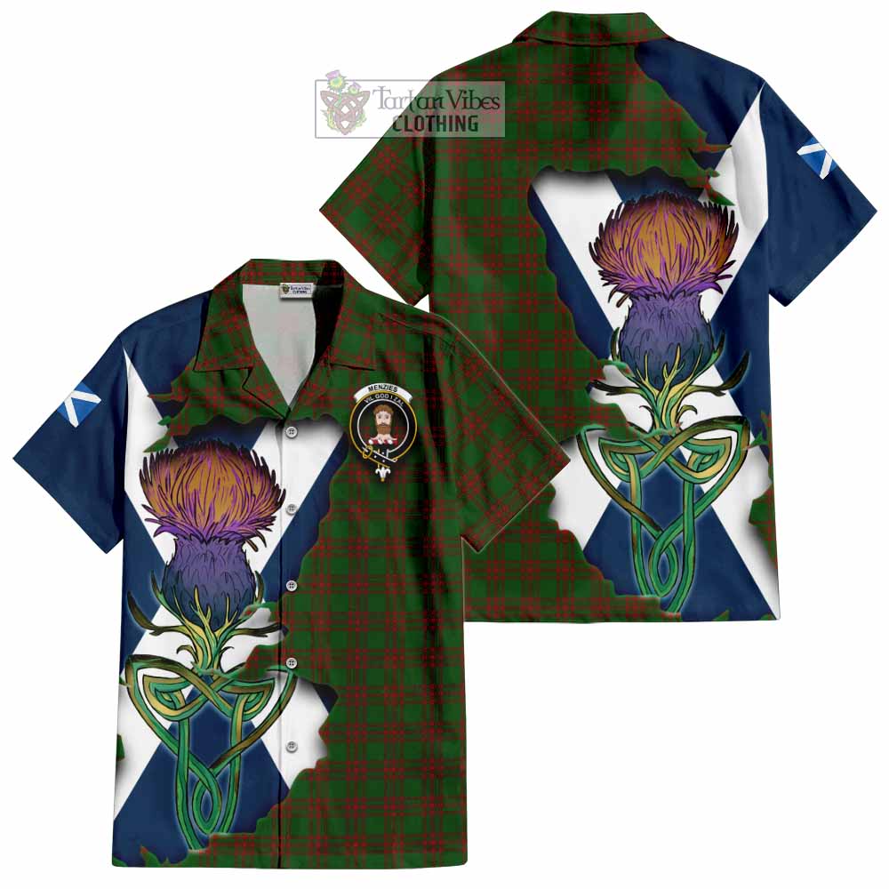 Menzies Tartan Family Crest Hawaiian Shirt Scottish Thistle Celtic Inspired - Tartan Vibes Clothing