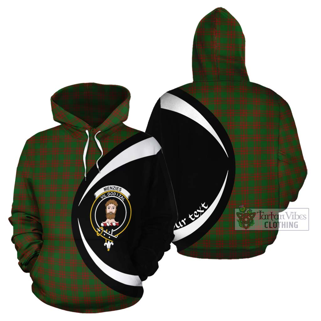 Menzies Tartan Cotton Hoodie with Family Crest Circle Style Zip Hoodie - Tartan Vibes Clothing