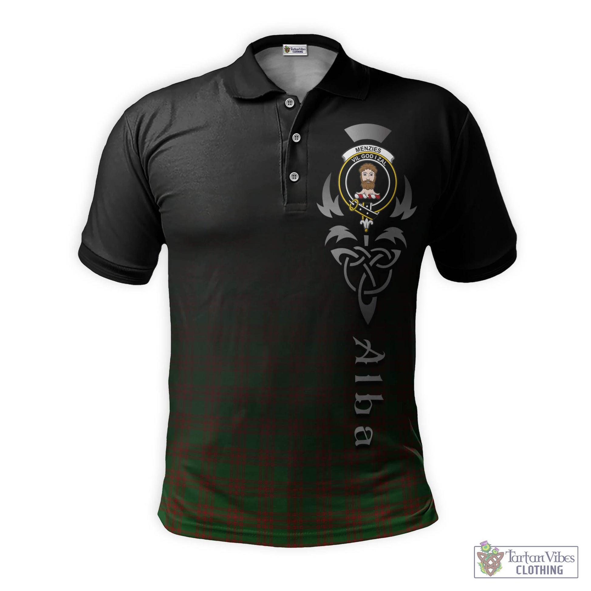 Menzies Tartan Polo Shirt Featuring Alba Gu Brath Family Crest Celtic Inspired - Tartan Vibes Clothing